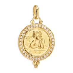 Deals 🧨 Temple St. Clair 18K Gold 16mm Angel Pendant With Diamond Pavé 🎉