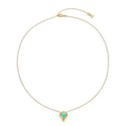 Buy ✨ Temple St. Clair 18K Yellow Gold Turquoise Solitaire Pendant Necklace, 16-18" Blue/gold 😍