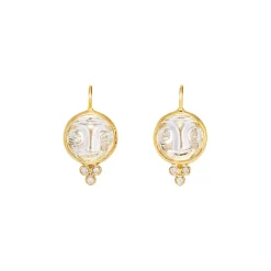 Flash Sale ๐ฏ Temple St. Clair 18K Yellow Gold Moonface Earrings With Rock Crystal And Diamond Granulation White/gold ๐
