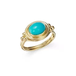 Best Pirce 🔥 Temple St. Clair 18K Classic Horizontal Oval Ring With Turquoise Gold 🤩