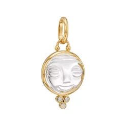 Hot Sale ✔️ Temple St. Clair 18K Yellow Gold Medium Carved Crystal Moonface Pendant With Diamonds White/gold 🎉