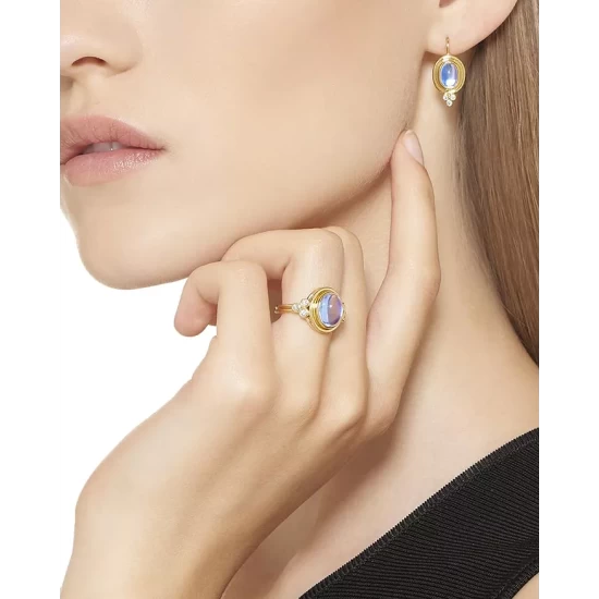 Cheapest ๐คฉ Temple St. Clair 18K Yellow Gold Small Classic Oval Earrings With Blue Moonstone & Diamonds Blue/gold ๐งจ 4 Cheapest ๐คฉ Temple St. Clair 18K Yellow Gold Small Classic Oval Earrings With Blue Moonstone & Diamonds Blue/gold ๐งจ - Image 2