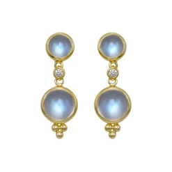 Cheap โค๏ธ Temple St. Clair Double Drop Earrings With Royal Blue Moonstone And Diamonds In 18K Yellow Gold Blue/gold ๐