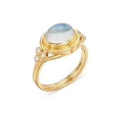Promo 🌟 Temple St. Clair 18K Yellow Gold Classic Blue Moonstone & Diamond Ring White/gold ⌛