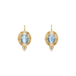 Best deal ๐ Temple St. Clair 18K Yellow Gold Medium Classic Oval Earrings With Blue Moonstone & Diamonds Blue/gold ๐ฅฐ