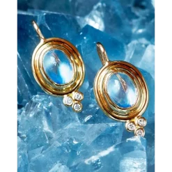 Best deal 😀 Temple St. Clair 18K Yellow Gold Medium Classic Oval Earrings With Blue Moonstone & Diamonds Blue/gold 🥰 -Temple St. Clair Elegant Store unnamed file 281