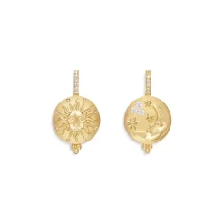 Promo ❤️ Temple St. Clair 18K Yellow Gold Sole Luna Diamond Drop Earrings 🎁