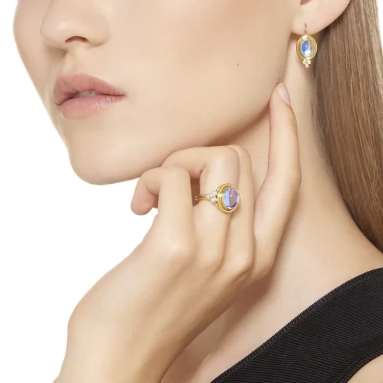 Wholesale ⭐ Temple St. Clair 18K Yellow Gold Classic Moonstone & Diamond Ring Blue/gold ⌛ 4 Wholesale ⭐ Temple St. Clair 18K Yellow Gold Classic Moonstone & Diamond Ring Blue/gold ⌛ - Image 2