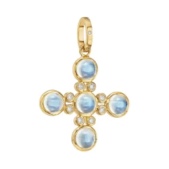 Outlet 🎉 Temple St. Clair 18K Yellow Gold Classic Moonstone & Diamond Cross Pendant Blue/gold 🔔