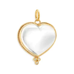 Discount 🛒 Temple St. Clair 18K Yellow Gold Rock Crystal & Diamond Heart Pendant 😍