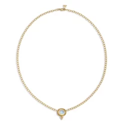 Cheap ⌛ Temple St. Clair 18K Yellow Gold Classic Blue Moonstone & Diamond Pendant Necklace, 16-18" 🔥