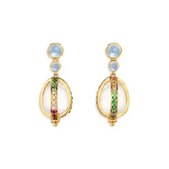 Coupon 🧨 Temple St. Clair 18K Yellow Gold Celestial Crystal & Rainbow Gemstone Amulet Earrings Multi ⌛
