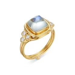 Temple St. Clair Elegant Store 24 Best reviews of ๐ Temple St. Clair 18K Yellow Gold High Classic Sugar Loaf Ring With Blue Moonstone & Diamonds White/gold ๐คฉ