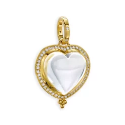 Promo 😉 Temple St. Clair 18K Yellow Gold Classic Crystal & Pavé Diamond Heart Pendant White/gold 🧨