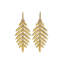 New 🔥 Temple St. Clair 18K Yellow Gold Tol Diamond Laurel Drop Earrings 😉