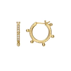 New 💯 Temple St. Clair 18K Yellow Gold Classic Diamond Granulated Small Hoop Earrings 🎉