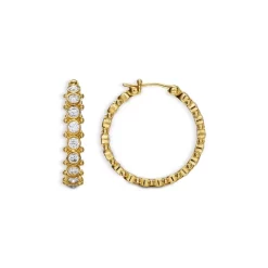 New ❤️ Temple St. Clair 18K Yellow Gold Classic Diamond Eternity Hoop Earrings 🤩