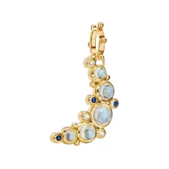 Deals 😀 Temple St. Clair 18K Yellow Gold Celestial Diamond, Blue Moonstone & Blue Sapphire Crescent Moon Pendant Blue/gold 😍