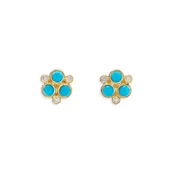 Discount ๐ Temple St. Clair 18K Yellow Gold Classic Trio Turquoise & Diamond Stud Earrings โ