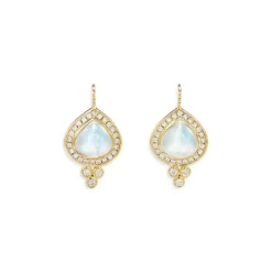 Best Pirce 😀 Temple St. Clair 18K Yellow Gold Blue Moonstone & Diamond Halo Drop Earrings White/gold 😍