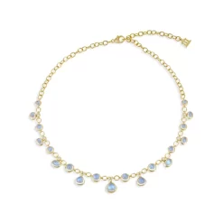 New 🎉 Temple St. Clair 18K Yellow Gold Half Bib Necklace With Blue Moonstone & Diamond White/gold 😀