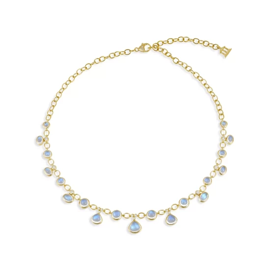 New ๐ Temple St. Clair 18K Yellow Gold Half Bib Necklace With Blue Moonstone & Diamond White/gold ๐ 3 New ๐ Temple St. Clair 18K Yellow Gold Half Bib Necklace With Blue Moonstone & Diamond White/gold ๐