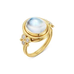Promo 😀 Temple St. Clair 18K Yellow Gold Classic Blue Moonstone & Diamond Bezel Ring White/gold 🔔