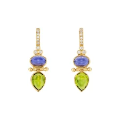 New ⌛ Temple St. Clair 18K Yellow Gold Foglia Gemstone & Diamond Drop Earrings 💯