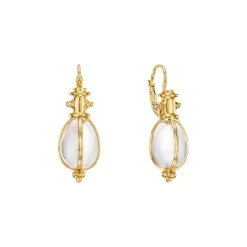 Buy ⭐ Temple St. Clair 18K Yellow Gold Oval Crystal Amulet Earrings Clear/gold 🌟