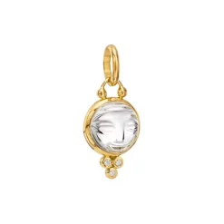Promo 😀 Temple St. Clair 18K Yellow Gold Small Carved Crystal Moonface Pendant With Diamonds White/gold ⌛