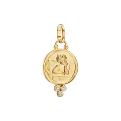 Outlet ⭐ Temple St. Clair 18K Yellow Gold Angel Pendant With Diamonds And Extra Small Oval Chain 🎉