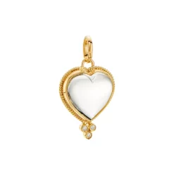 New 🤩 Temple St. Clair 18K Yellow Gold Crystal Heart & Diamond Small Pendant White/gold 🔥